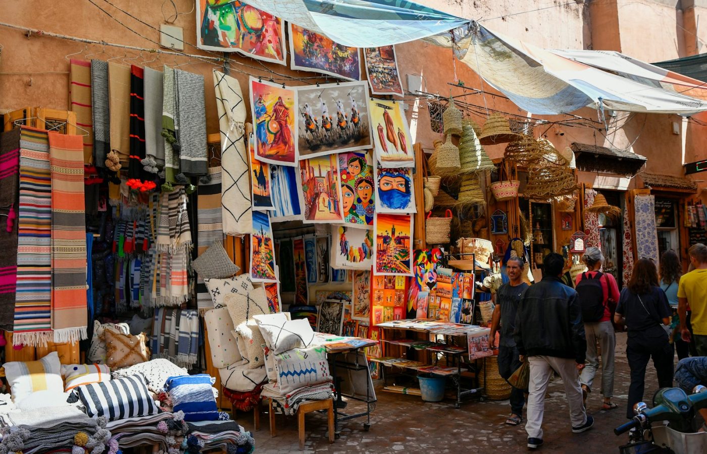 Marrakesh market textiles and art